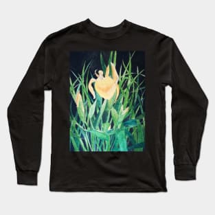 Yellow irises watercolour painting Long Sleeve T-Shirt